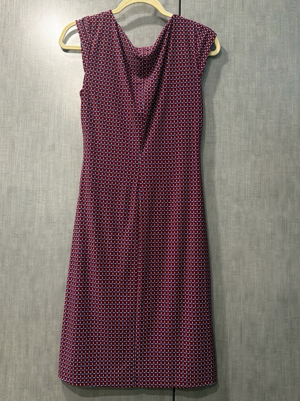 Ralph Lauren Sleeveless Cowl Neck Burgundy Geometric Maxi Dress
